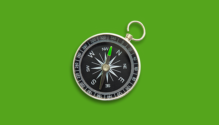 Compass pointing towards goal